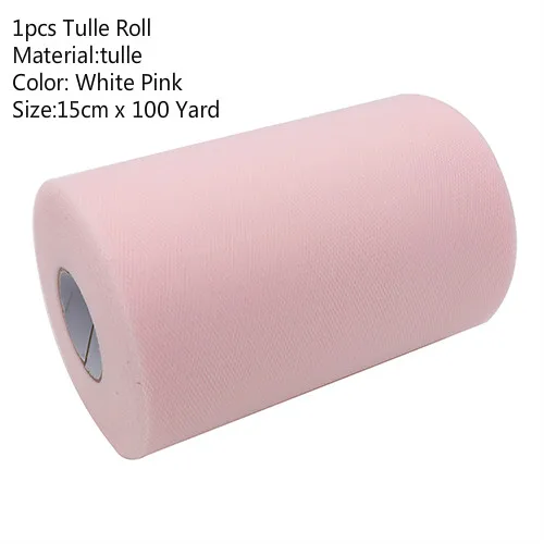 100Yard White Pink Фатиновая юбка-пачка в рулоне, 15 см, 100 ярдов, сделай сам подарочная упаковка для дня рождения, вечеринки, Рождества, свадьбы, для детей - Color: 100Yard White Pink