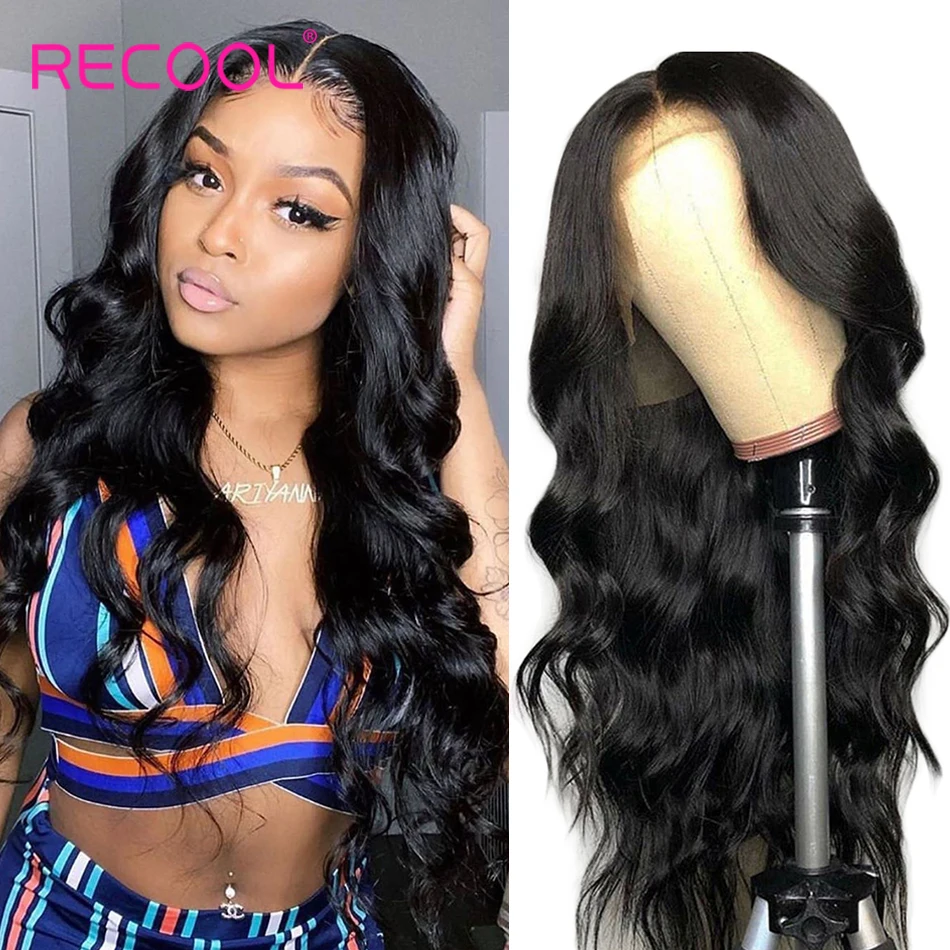 Recool 6x6 парик с закрытием волнистые человеческие волосы на передней части парики