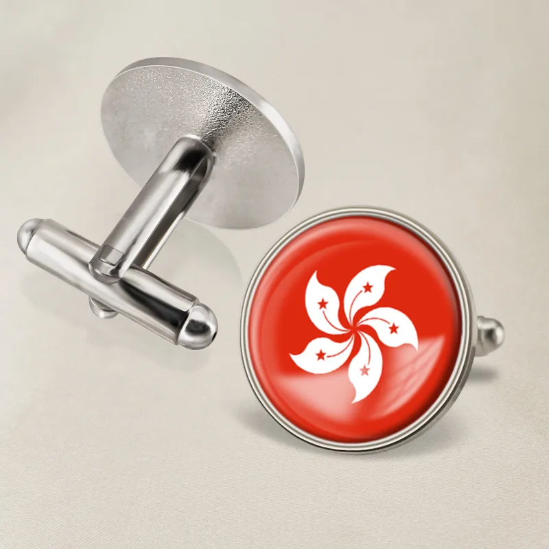 Гонконг карта запонки с изображением флага|Зажимы для галстука и запонки| |