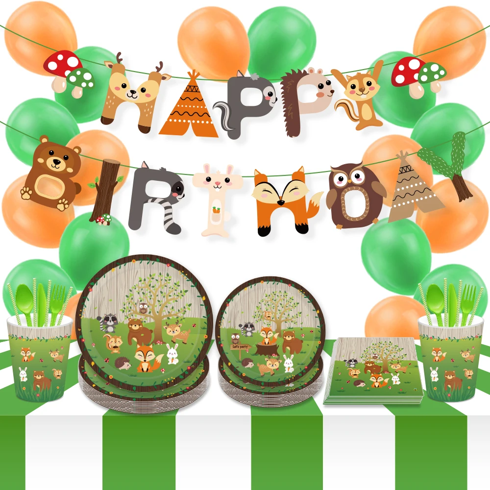 Деревянные вечерние украшения картонные джунгли сафари животные одноразовые