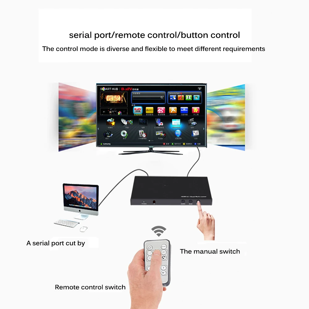 HDMI сплиттер 1 выход 4 вход Усилитель Поддержка 4K * 2K 1080P 3D Интеллектуальный порт