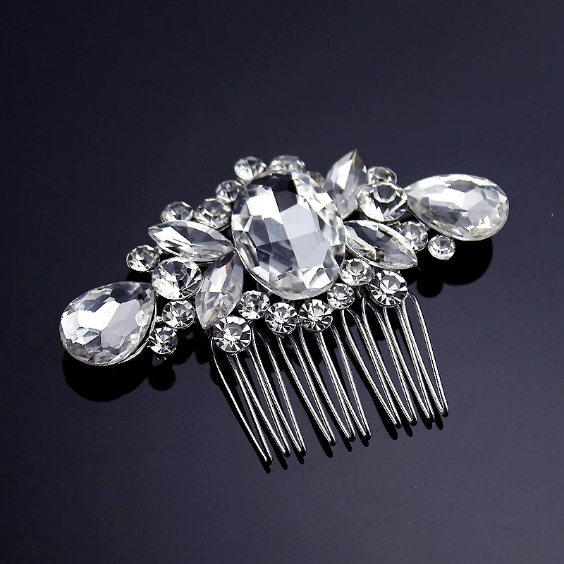 Свадебная расческа стразы для волос Шарм с кристаллами цветочный жемчуг