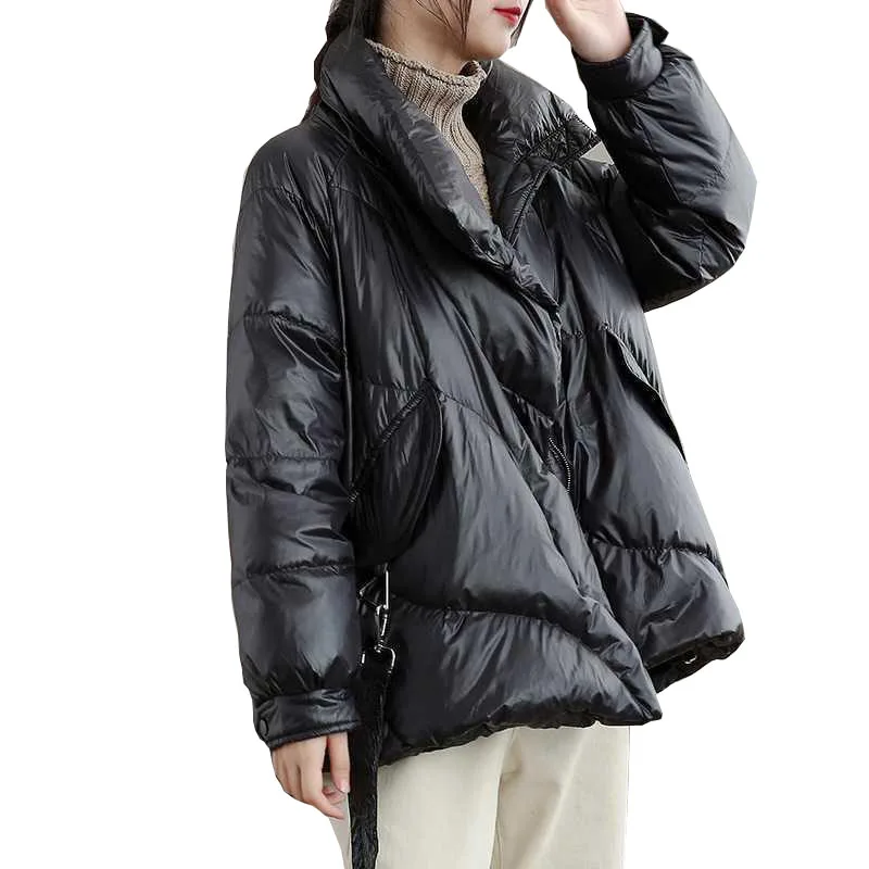 

Элегантный зимний женский пуховик, новинка 2023, модная свободная приталенная куртка, утолщенный белый утиный пух, теплая пуховая куртка для женщин OK1016