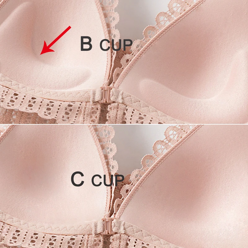 

DERUILADY Lace Wireless Front Closure Bra Sexy Lingerie Comfort Seamless Backless Bralette Adjusted Push Up Bras For Women Top