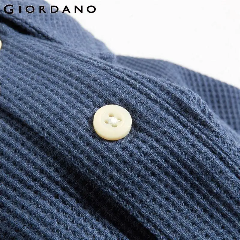 

Giordano Men Polo Thick Waffle Plain Long Sleeves Polo Shirt Ribbed Cuffs Longer Hem At The Black Polos Para Hombre 01010783