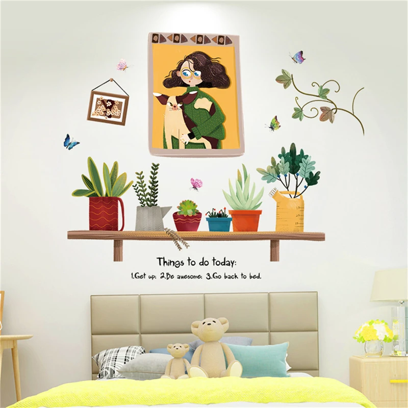 

Potted Plants Wall Stickers For Bedroom Living Room Dining Room Kitchen Kids Room DIY PVC Cute Cartoon Wall Decals Door