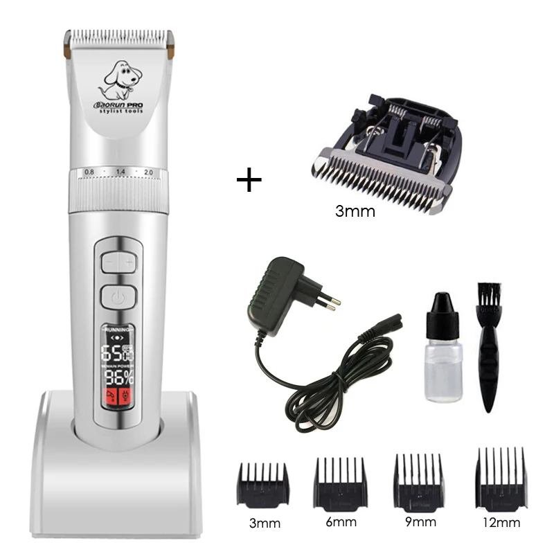 add 3mm blade BAORUN P9, профессиональная машинка для стрижки кошек и собак, машинка для стрижки волос с ЖК-дисплеем, электробритва, машинка для стрижки собак - Цвет: add 3mm blade