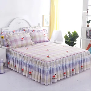 Bedding double layers lace Bed Skirt Pillowcases Bed Sheets Mattress Cover King Queen Full Twin Size Bed Cover 9 patterns