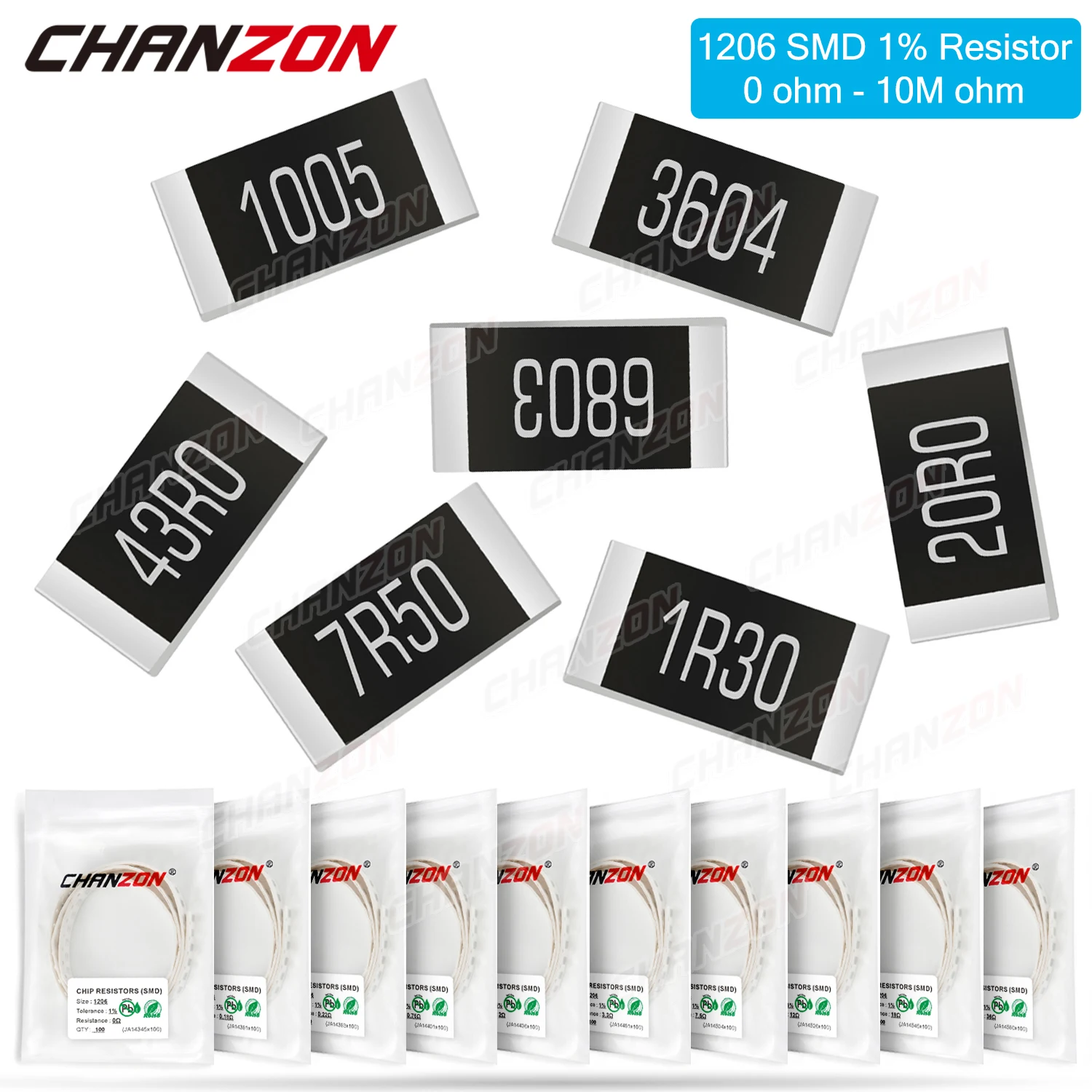 100 шт. SMD 1206 Резисторы 0 Ом 10 м 1/4 Вт 1% Высокоточный пленочный чип с фиксированным