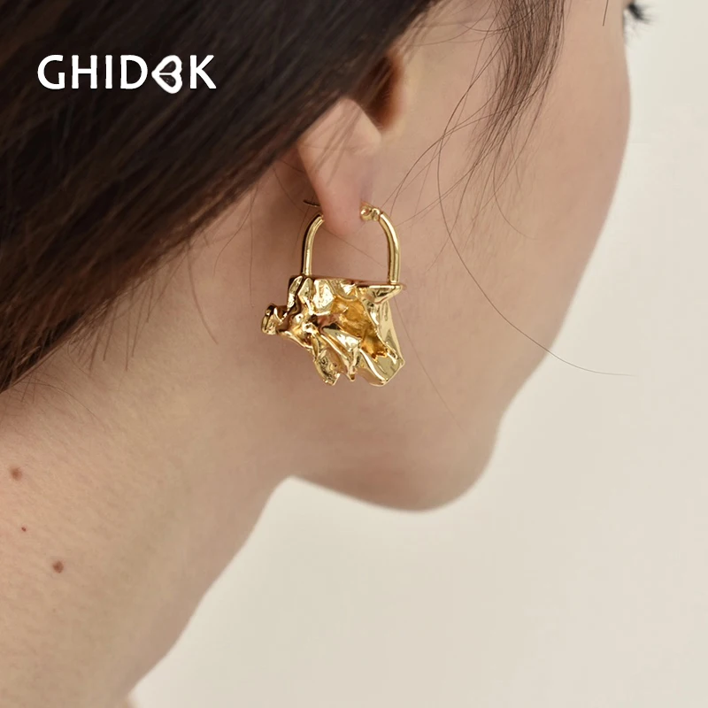 Серьги-кольца GHIDBK с золотым плетением маленькие нестандартные серьги ручной