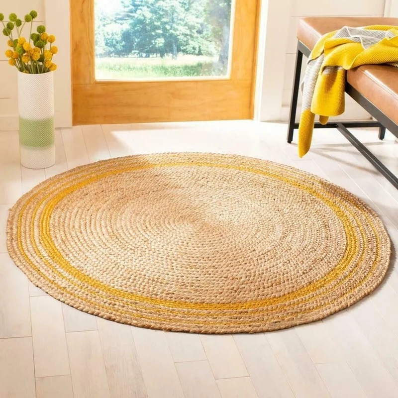 

Jute Woven Natural Carpet 100% Style Reversible Rustic Appearance Area Home Living Room Decorative Carpet