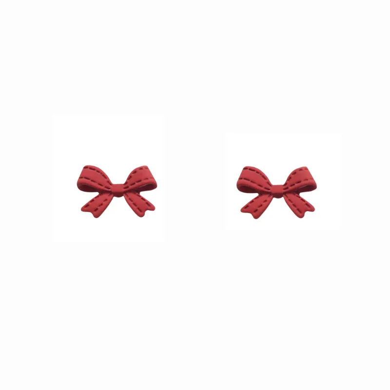 

Simple and sweet bow earrings cute girly small candy color net red pop earrings