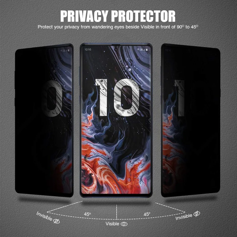 9H 3D полное покрытие надежное закаленное стекло для SAMSUNG Galaxy Note 8 9 10 S8 S9 S10 PLUS Note10 Pro Анти шпионский протектор экрана