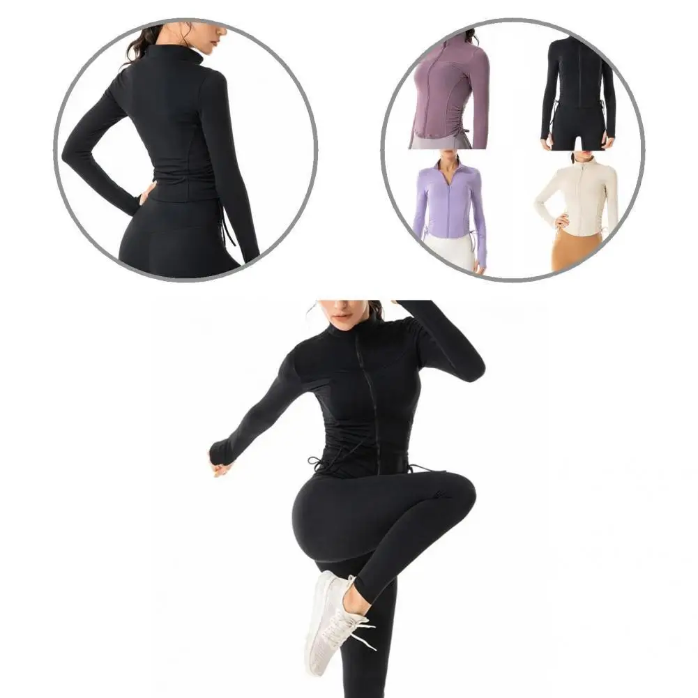 

Yoga Top Comfortable Lightweight Fine Sewing High Elastic Semi-high Collar Fitness Top Gym Sweatshirt for Exercise