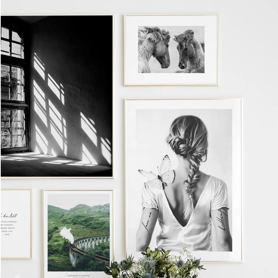 Плакат на холсте в скандинавском стиле Настенная картина черного и белого цветов