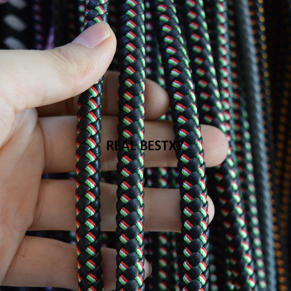 Черные кожаные шнуры D052 5 м/лот около 8 мм с нейлоновой веревкой плетеные для
