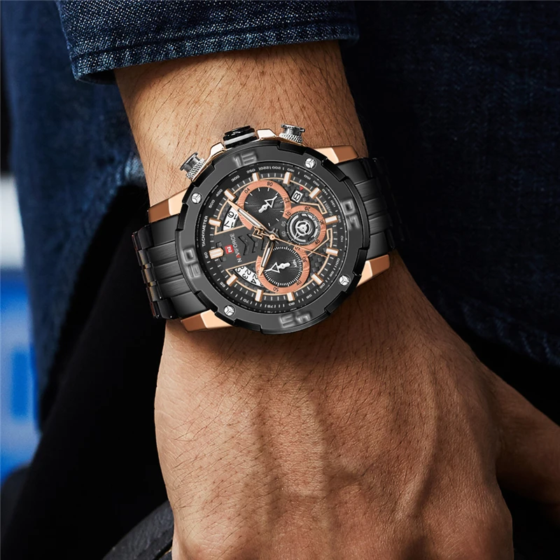 Часы NAVIFORCE Мужские кварцевые водонепроницаемые с датой | Наручные часы