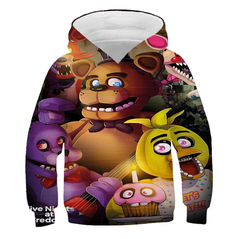 

Baby Boy Hoodie Autumn Anime Five Nights Pattern 3D Printing Sweatshirt Freddy Sweater Polyester Long Sleeve Clothes 4-14 Years