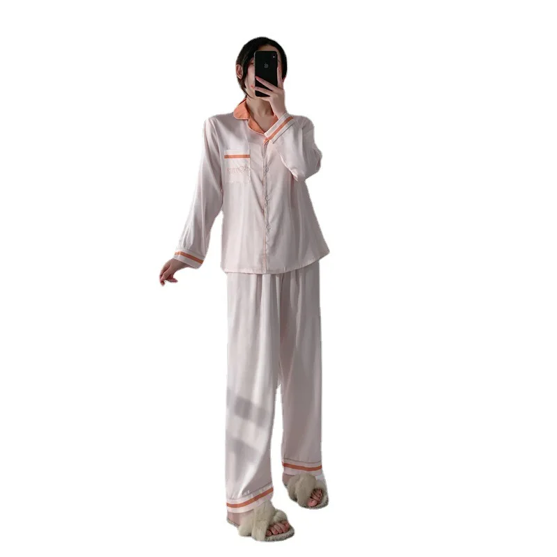 Long Sleeve Pajamas Autumn Trousers Suit Fashion Pyjama Set Large Size Nightwear Home Service House Nightdress Costume Outfit