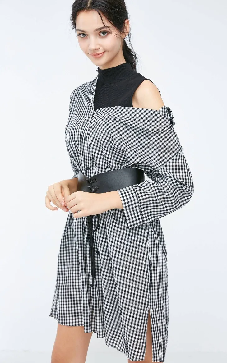 Vero Moda Новое поступление вязаный жилет клетчатое платье-рубашка | 3184SZ506