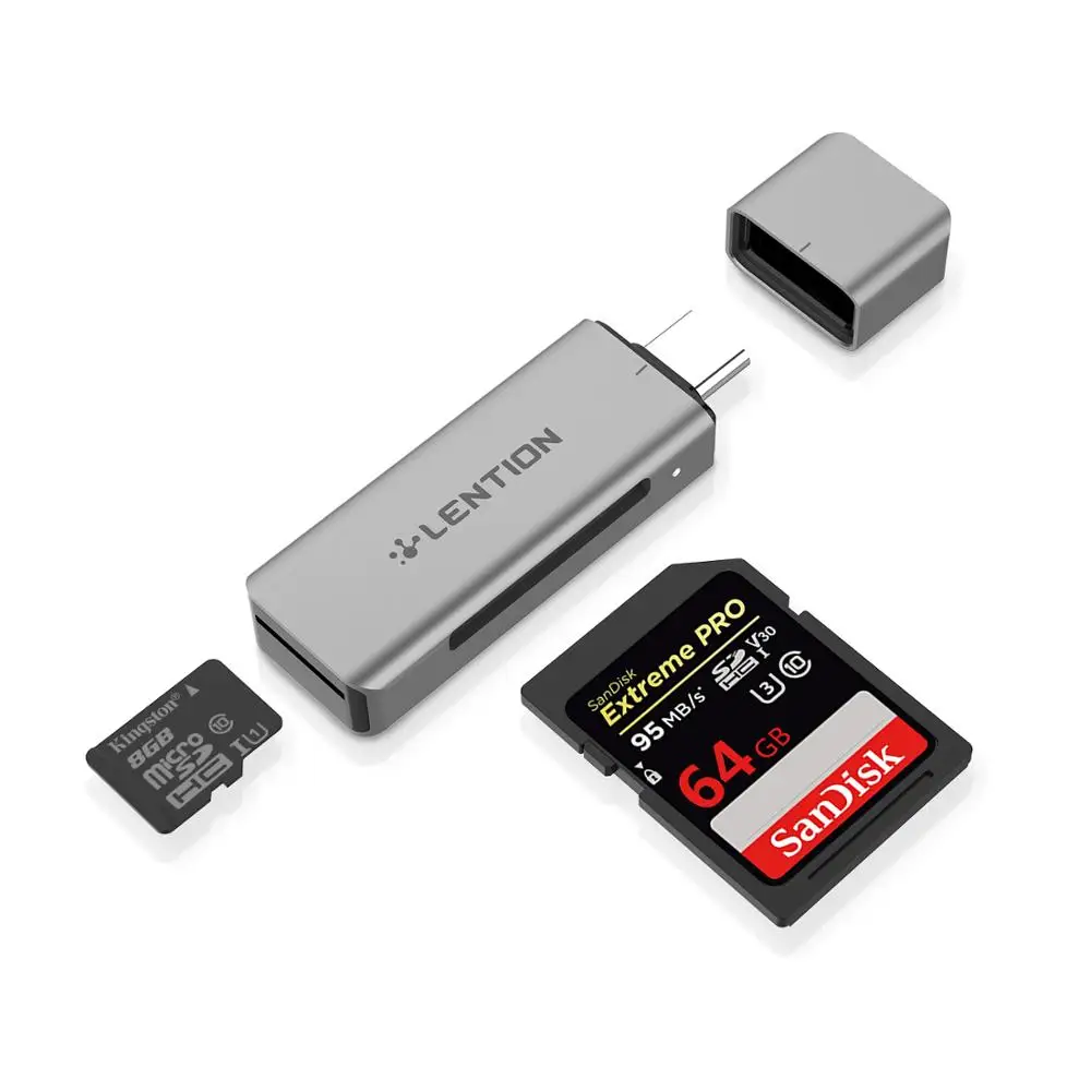 

Устройство для чтения карт памяти USB C на SD/Micro SD, адаптер для двух карт памяти Type C для 2016-2019 MacBook Pro (Порт Thunderbolt 3)/MacBook Air