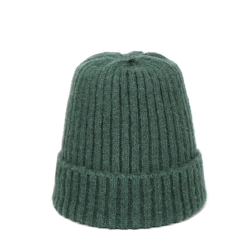 Kids Winter Solid Color Wool Knit Beanie Children Fashion Casual Hat Warm Boy Girl Soft Thicken Hedging Cap Slouchy Bonnet Ski - Цвет: L