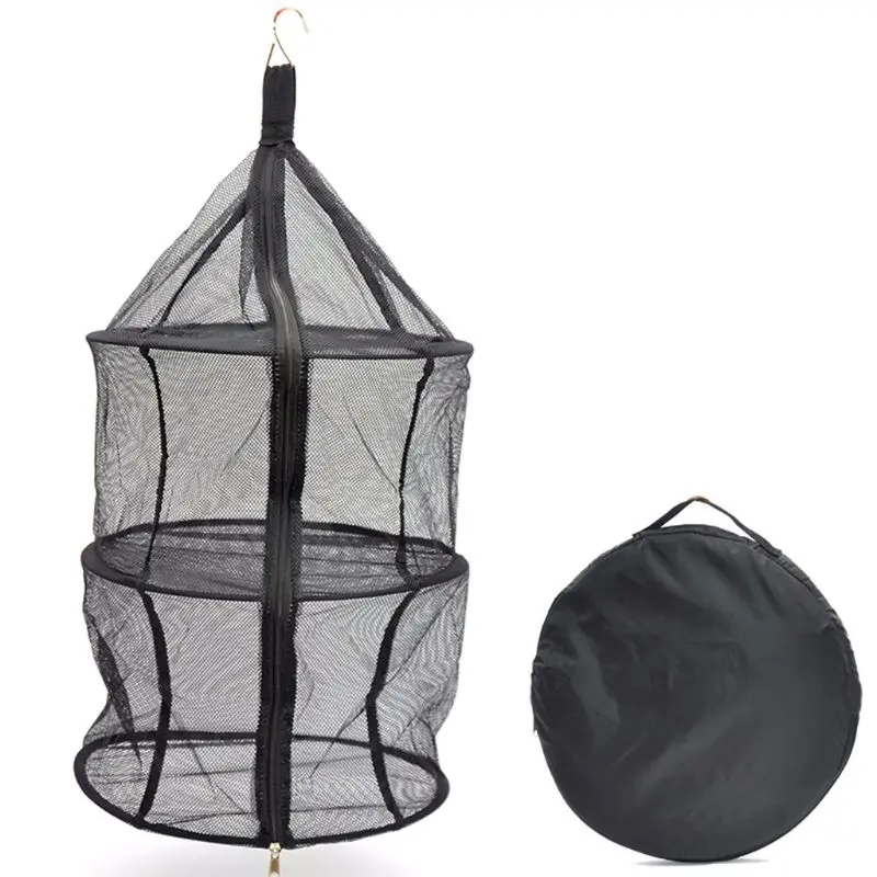

Portable Drying Dryer Rack Net Folding 3 Layer Hanging Mesh Bag Dish Shelf closet Storage Basket Tableware for Outdoor Beach