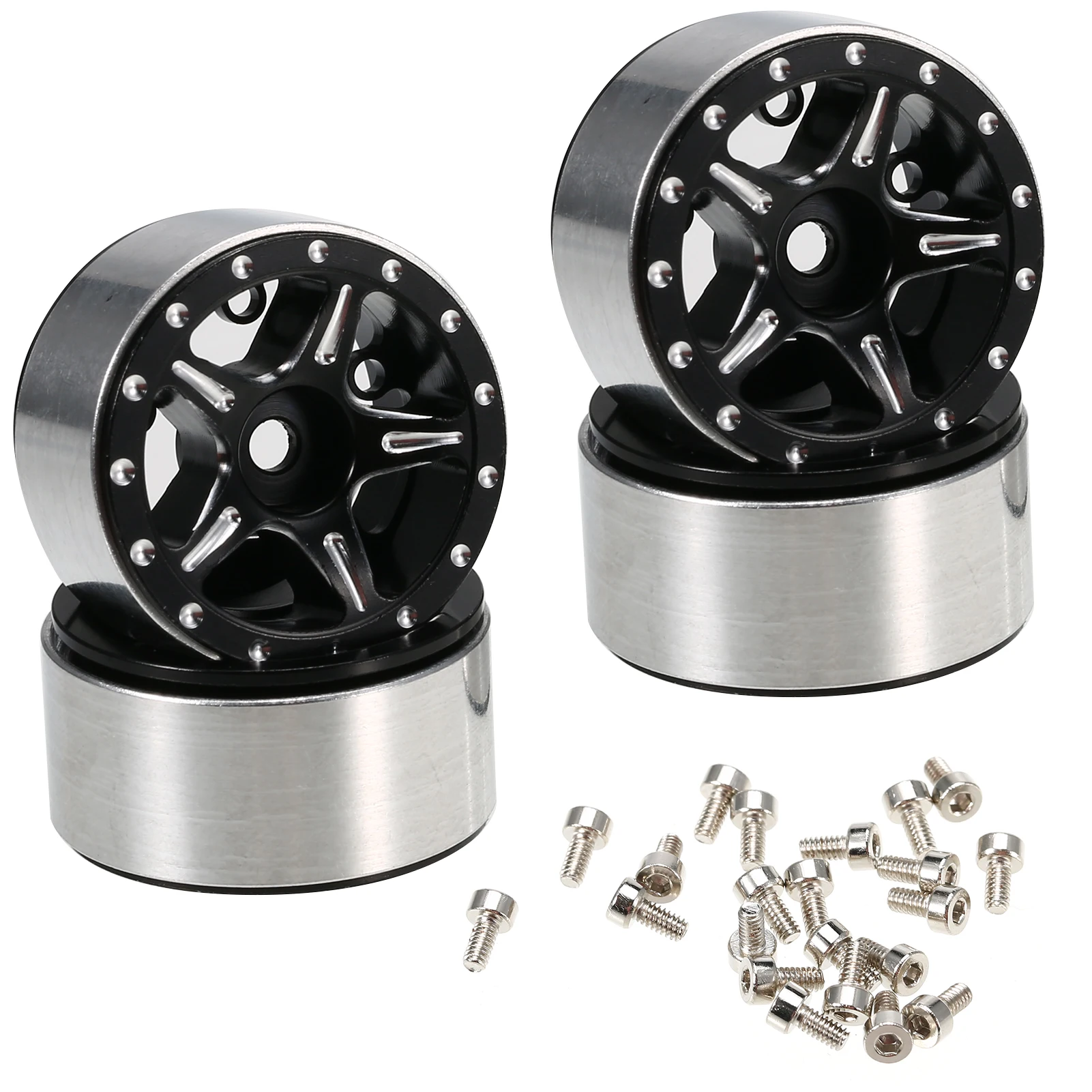 

4PCS Aluminum Alloy Beadlock Wheel Rims for 1/24 Axial SCX24 90081 AXI00001 AXI00002 RC Car Accessories
