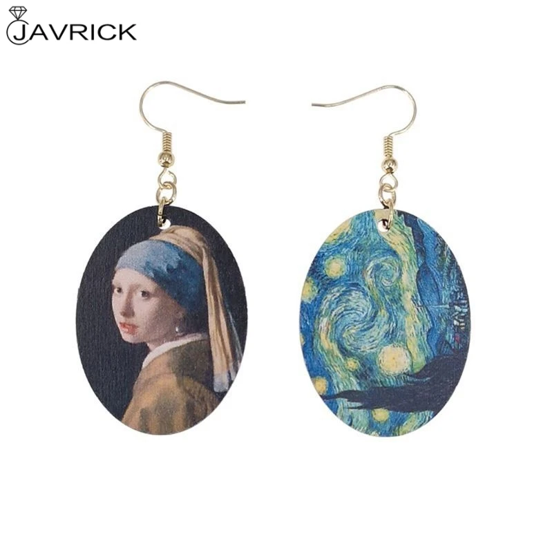 Johannes Vermeer картина маслом Искусство девушки натуральные деревянные серьги Модные