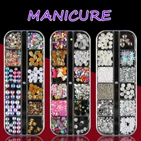 3d beauty 12 gridssets rhinestones nail decoration round glitters with hard case diy dazzling paillette nail art decorations