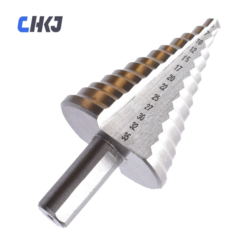 

CHKJ 5-35mm high speed steel triangle shank straight groove step drill bit multi-specification hole opener drill bit step drill