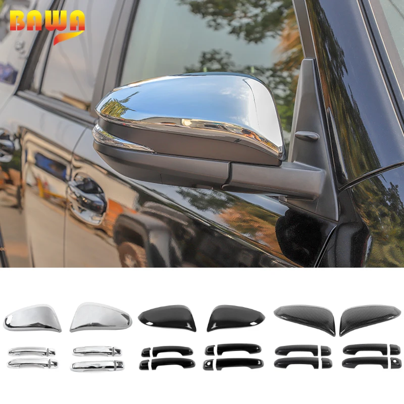 

BAWA Car Door Handle Decoration Cover Rearview Mirror Protect Stickers Accessories For 4Runner 2017 2018 2019 2020 2021
