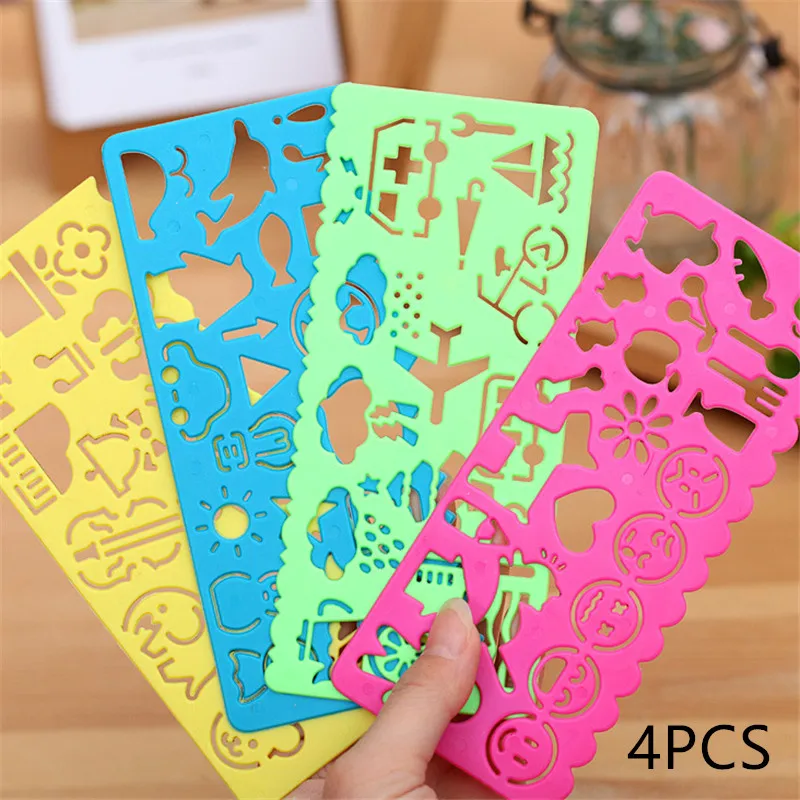 

4 Pcs/Set Spirograph Geometric Ruler Learning Animal Drafting Tools Stationery For Students Kids Drawing Toys Stencil Tool Gifts