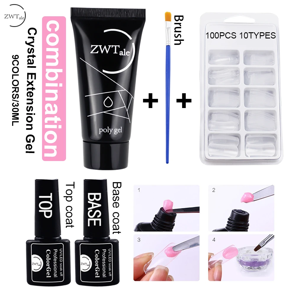 ZWTale 30g поли гель набор Быстрый расширение УФ лак для ногтей светодиодный
