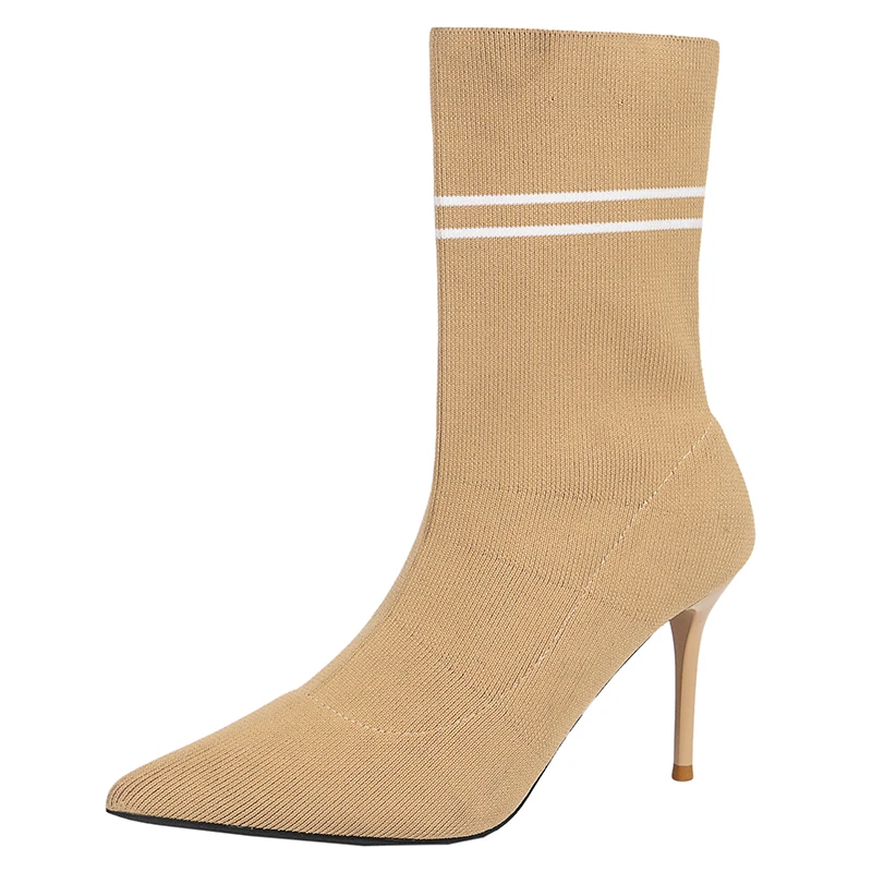 

2021 модные вязаные эластичные ботинки-носки, Осенние блестящие тонкие Стрейчевые рабочие женские короткие ботинки, привлекательные женские...