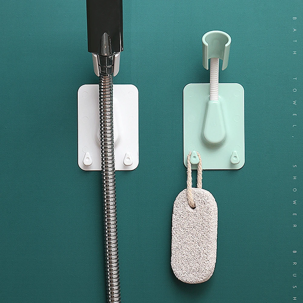

4pcs/set Self-adhesive Easy Install Stand Wall Mounted Shower Head Holder 360 Degree Rotation With 2 Hooks Universal Spa ABS