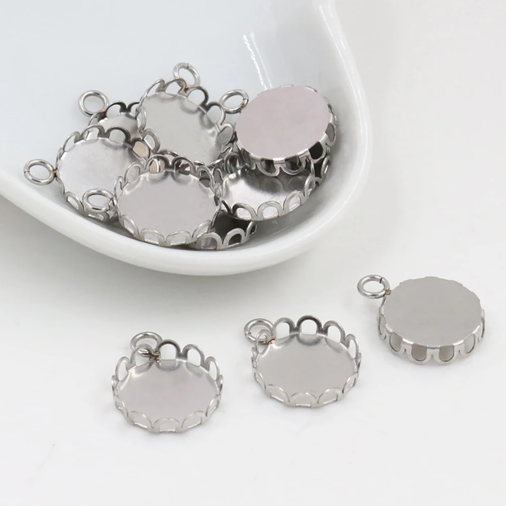 

20pcs 12mm Inner Size Stainless Steel Material Simple Style Cabochon Base Cameo Setting Charms Pendant Tray (T7-44)
