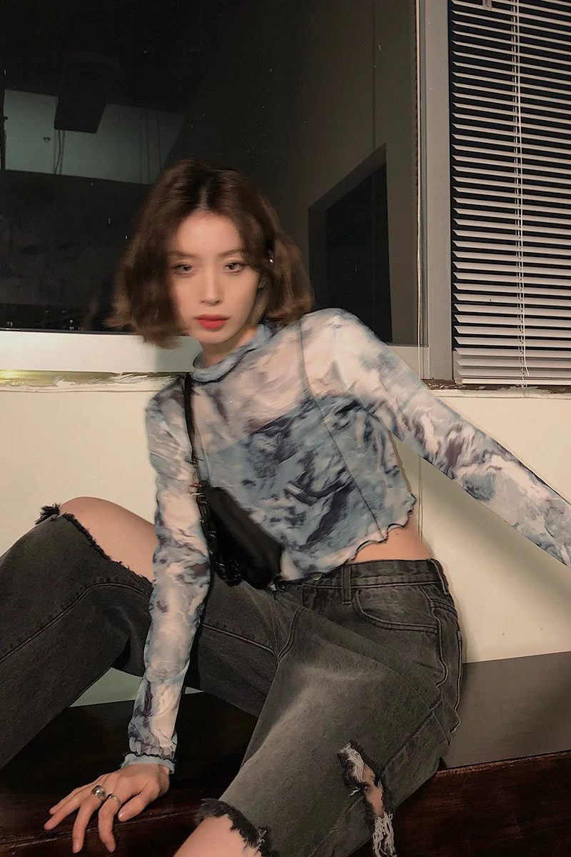 Женская укороченная рубашка с завязками стильная футболка солнцезащитным