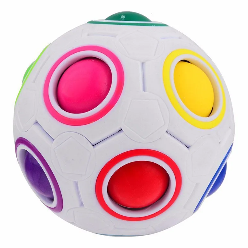 Puzle de f&uacute;tbol para ni&ntilde;os, juguete para aliviar el estr&eacute;s, pelota para cubos m&aacute;gicos creativos, arco&iacute;ris antiestr&eacute;s-0