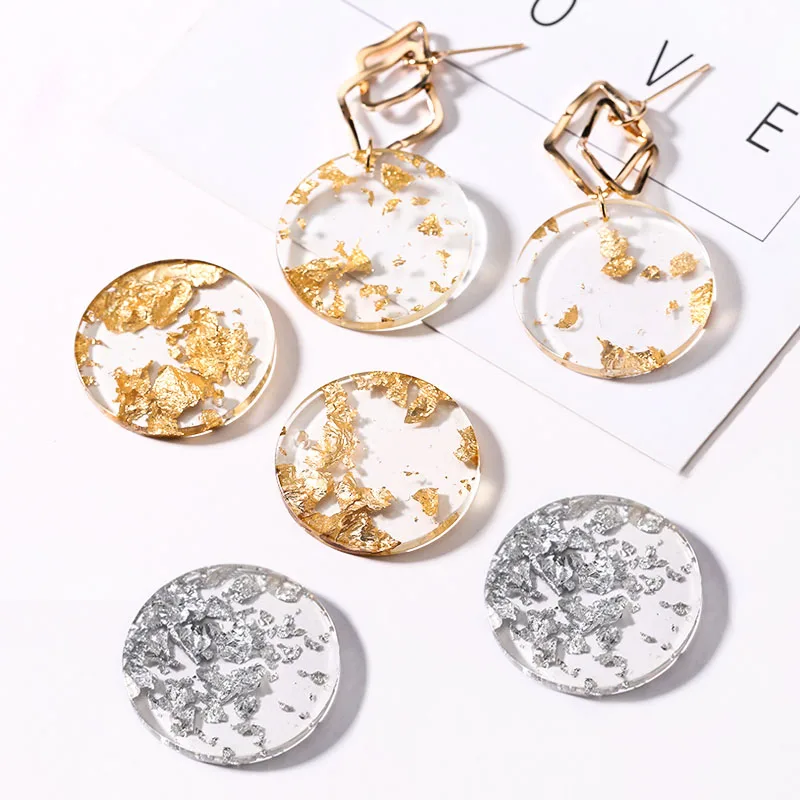 

5pcs 24/28mm Gold Foil Round Resin Charms For Earring Findings Transparent Vintage Dangle Earrings Diy Jewelry Accessories F188
