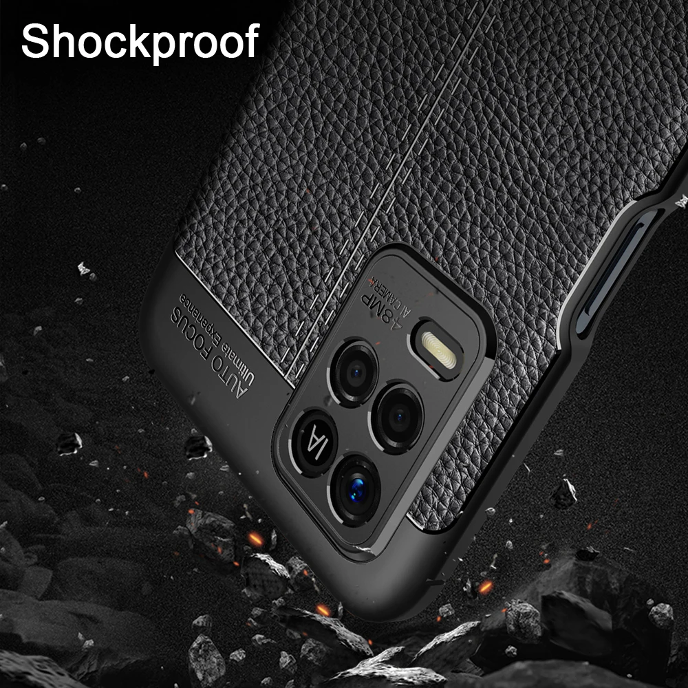 keysion shockproof case for realme 8 5g 8 pro q3 v13 leather texture silicone phone back cover for oppo reno 5 pro lite 5f 5k 5z free global shipping