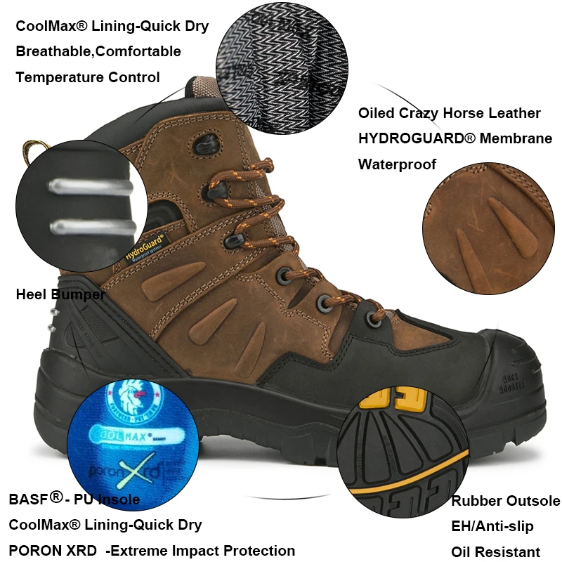 

ROCKROOSTER INSULATED AK669 Work Boots Men Security Ankle Shoes Composite Toe Boots Man Construction Winter Boots Safty Shoes