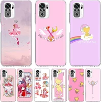 anime pink cardcaptor sakura phone case funda for xiaomi redmi note 10 pro 9s 10s 9 8 pro 8t 8a 9a 9c 7 7a 6 6a soft cover coque