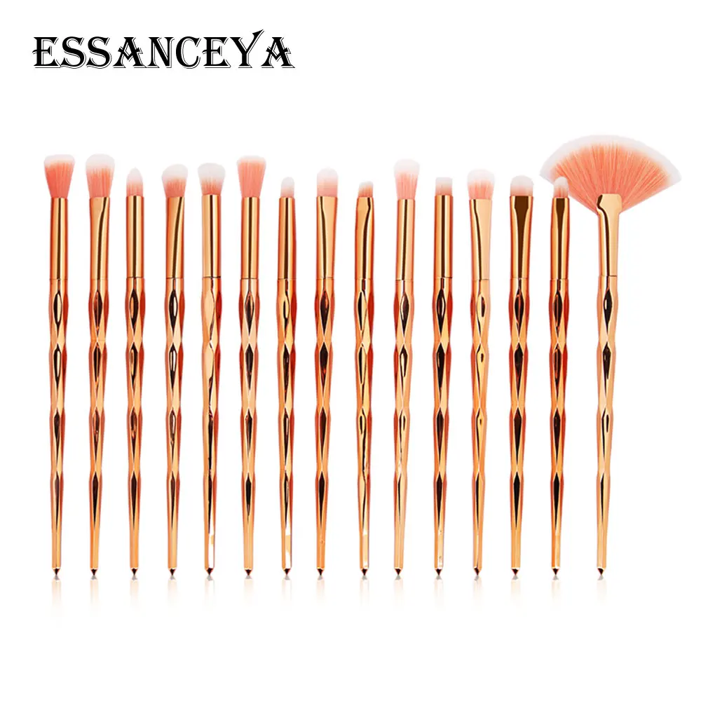 ESSANCEYA Горячая 11/21 шт. Русалка алмазные кисти для макияжа комплект рыбий хвост основа для макияжа лица Румяна Тени для век макияж кисть для смешивания кисти для макияжа - Handle Color: 15PCS