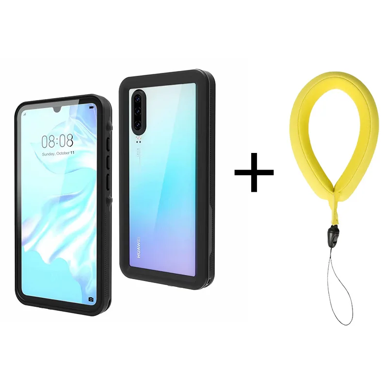 Black Floating strap HUAWEI P30 Pro P30 чехол для подводной съемки защитный чехол для дайвинга водонепроницаемый P20 Pro Чехол для подводной съемки 3 м противоударный - Цвет: Black Floating strap
