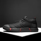 Кроссовки Valstone мужские с подкладкой, повседневная качественная теплая кожаная универсальная обувь в британском стиле, черные, на осеньзиму