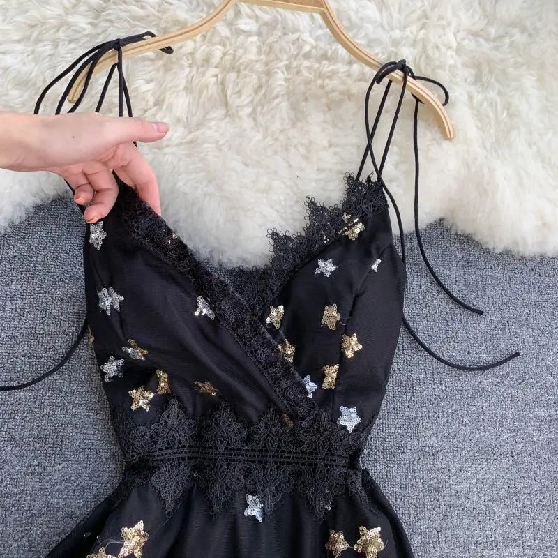 Женское летнее сексуальное шифоновое пляжное платье с блестками купальный