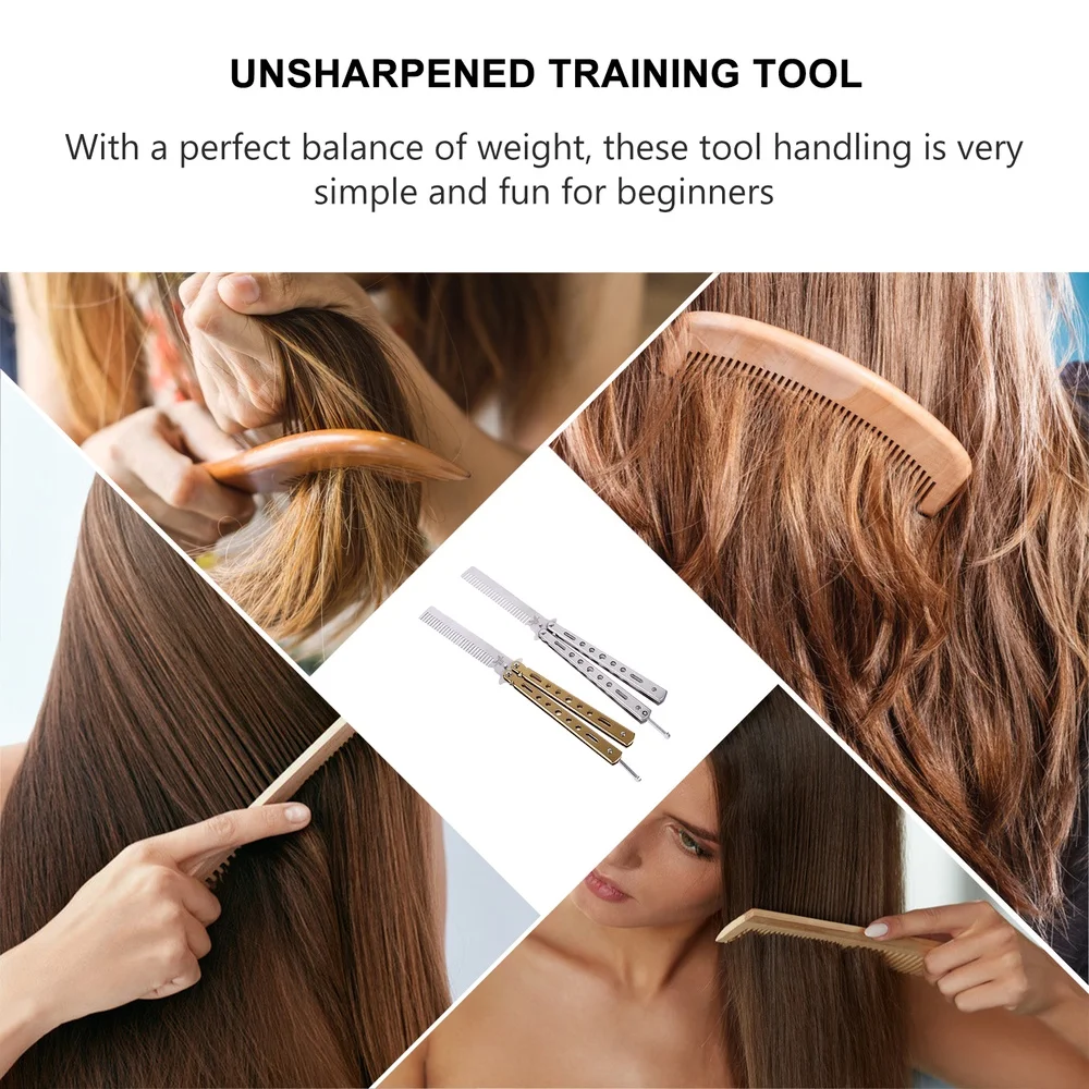 

2Pcs Butterflies Combs Stainless Steel Folding Training Combs for Sports Outdoor