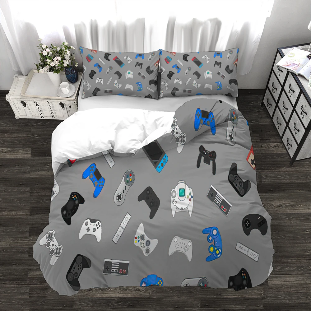 

3pcs Duvet Cover Set Customizable Polyester Stylish Durable Gaming Gamepad Switch Style Comforter Bedding Set AU US UK Size