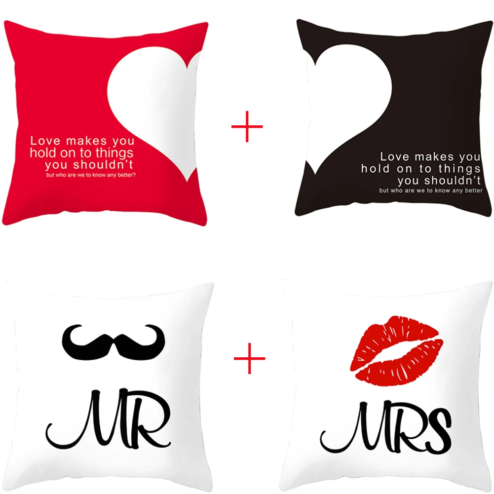Funda de almohada decorativa para el d&iacute;a de San Valent&iacute;n, funda de coj&iacute;n para sof&aacute;, funda de almohada para cama de amor, decoraci&oacute;n del hogar, funda de coj&iacute;n para coche, funda de almohada 45cm-4
